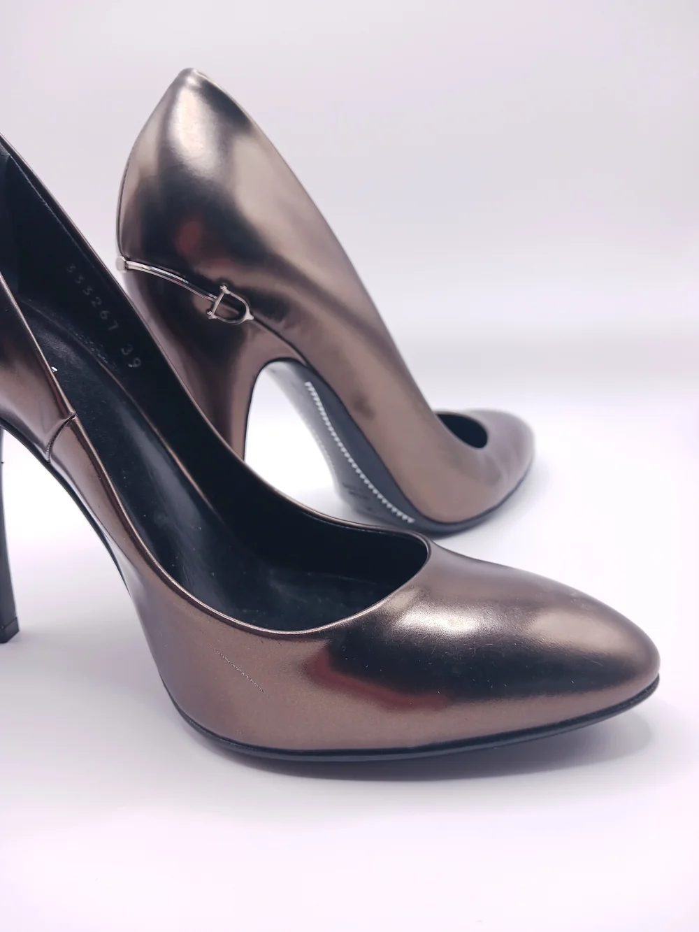 Gucci - Leather High-Heel Pumps in Metallic Bronze